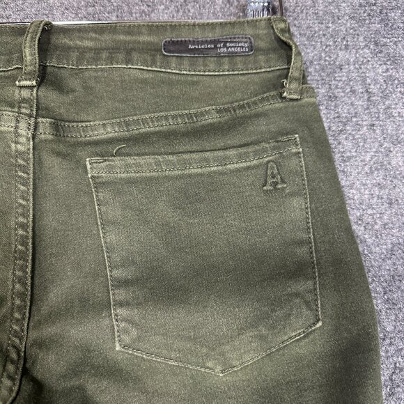 Articles of Society Jeans Womens 26 Skinny Green Cotton Stretch Step Hem Folsom - Picture 9 of 10